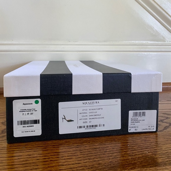 Aquazzura So Nude Pump 85 Croc-Effect Emerald green Slingback Leather Pu… - Picture 5 of 16